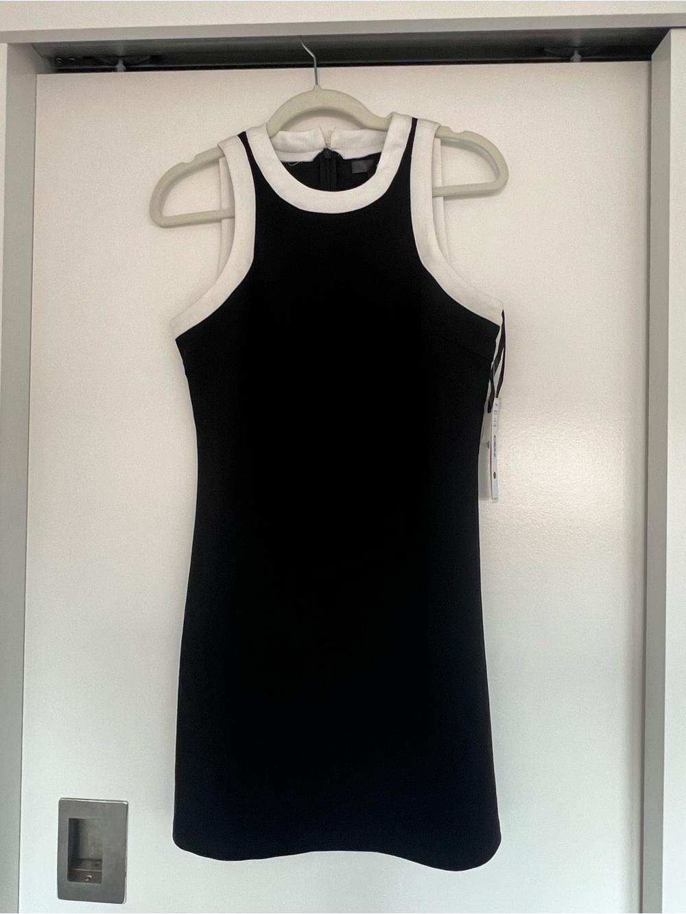 Aqua Black Mini Dress with White Trim